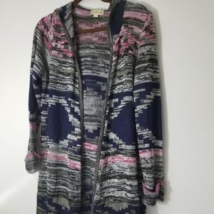 Live & Let Live Large Blue Aztec Hooded Cardigan